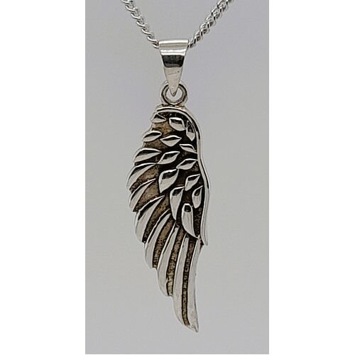 Oxidised Sterling Silver Wing Pendant - CLEARANCE