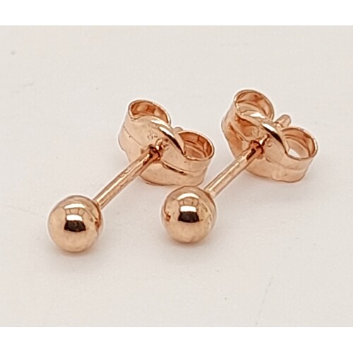 9 Carat Rose Gold Ball Stud Earrings