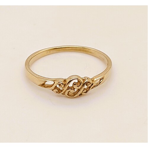 9 Carat Yellow Gold Filigree Pattern Ring AUS Size O
