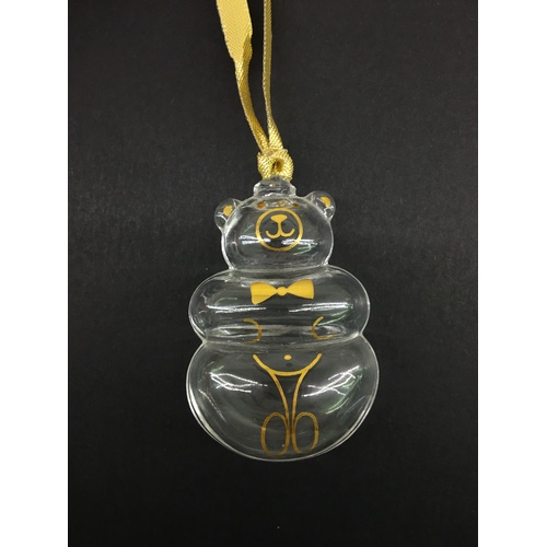 Holmegaard Golden Christmas Crystal with 24 Carat Gold Teddy Bear Decoration - CLEARANCE