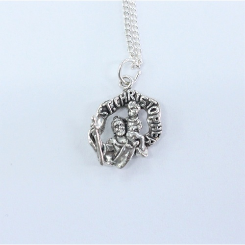 Sterling Silver Solid 3-D St. Christopher Pendant
