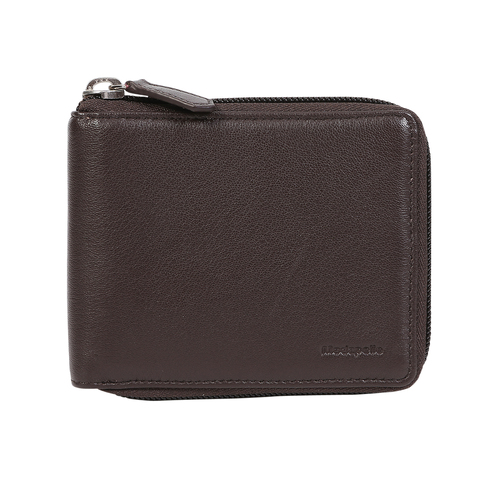 Vintage Bi-fold with Zip Around Soft Nappa Brown Leather Wallet