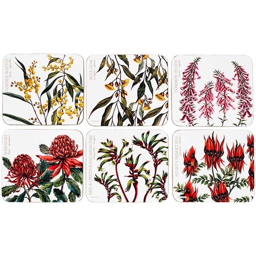 Australian Floral Emblems Set of 6 Assorted Coasters