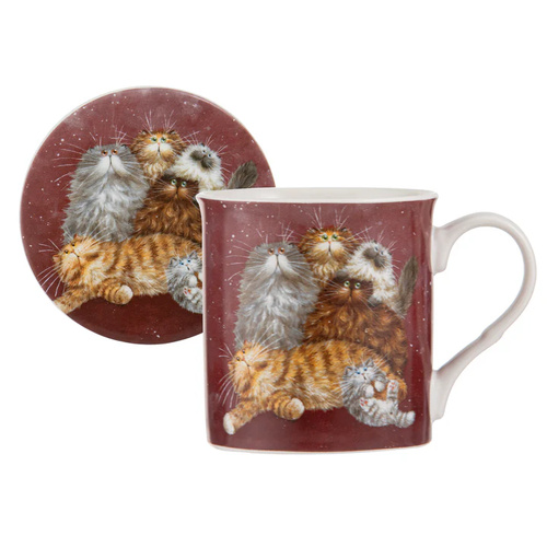 Ashdene Kim's Cats Friends Family Mug & Coaster Set