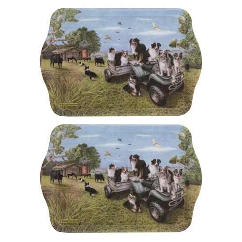 Ashdene Working Dogs Collection Quad Bike Set of 2 Melamine Scatter Trays
