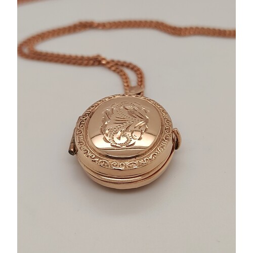 9 Carat Rose Gold Oval Engraved 4 Photo Locket