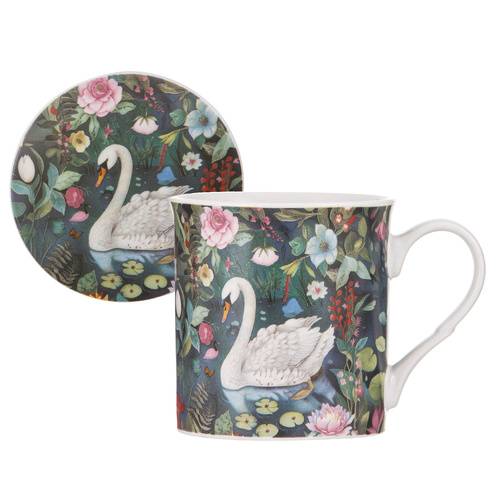 Ashdene Zen Garden Collection Swan 300ml Mug & Coaster Set