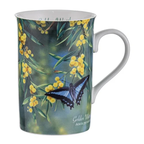 Ashdene Botanical Emblems of Australia Wattle 350ml Can Mug
