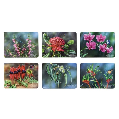 Ashdene Botanical Emblems of Australia Set of 6 Assorted Placemats