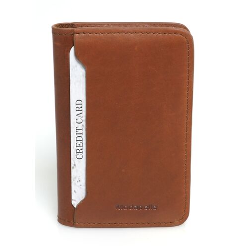 Vintage Cognac Leather Credit Card/ Money Clip