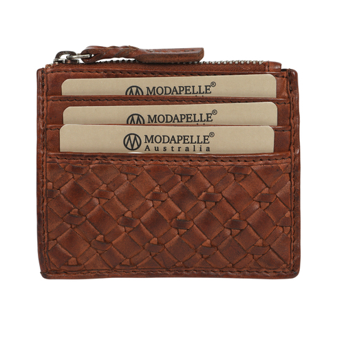 RFID Protected Tan Vintage Leather Credit Card Wallet