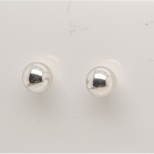 Sterling Silver 5mm Plain Polished Ball Stud Earrings