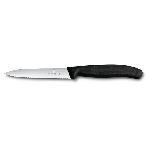 Black 10cm Serrated Blade with Pointed Tip Paring Knife