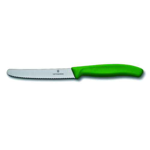 Victorinox Green 11cm Round Tip Wavy Edge Classic Serrated Steak & Tomato Knife - Discontinued