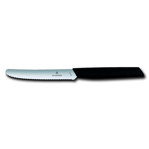 Swiss Modern Black Wavy Edge Table Knife 6.9003.11