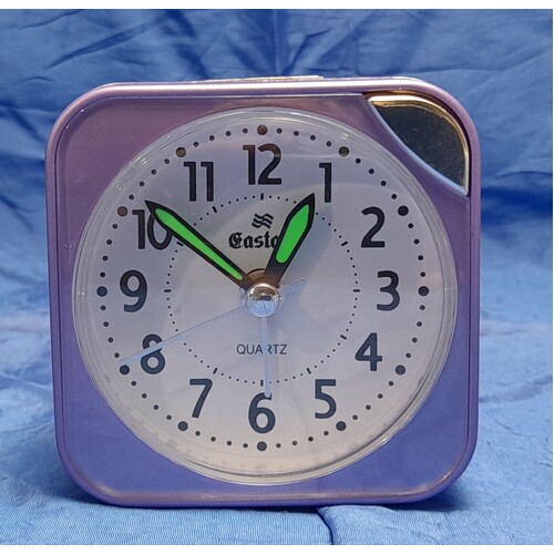 Purple Small Alarm Clock with Glow in the Dark Hands - 6104