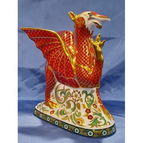 Royal Crown Derby Welsh Dragon Paperweight with Gold Basal Stopper Number 499
