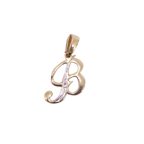 9 Carat Yellow Gold Diamond Set Initial B Charm/Pendant