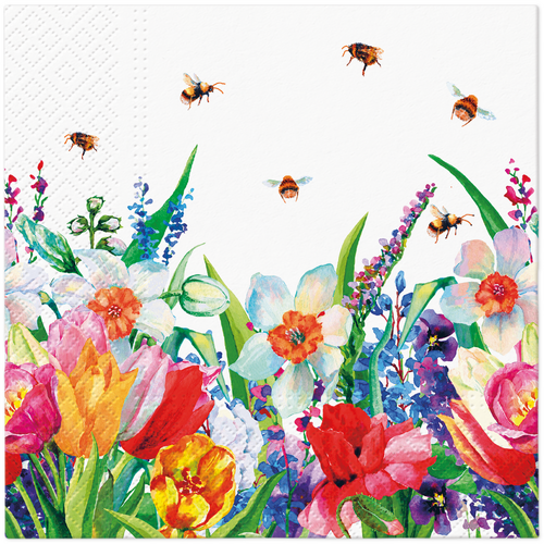 PAW Decor Collection Meadow with Bees 3-ply Tissue Paper Napkin 33 x 33cm (Pack of 20)