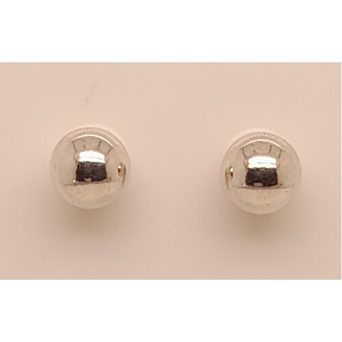 Sterling Silver 6mm Plain Polished Ball Stud Earrings