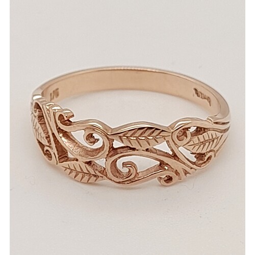 9 Carat Rose Gold Fern Ring AUS Size M½ 