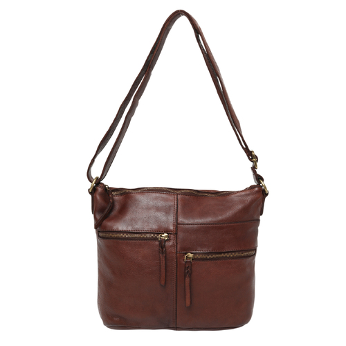 Large Cow Leather Chestnut Hobo/Cross Body Bag