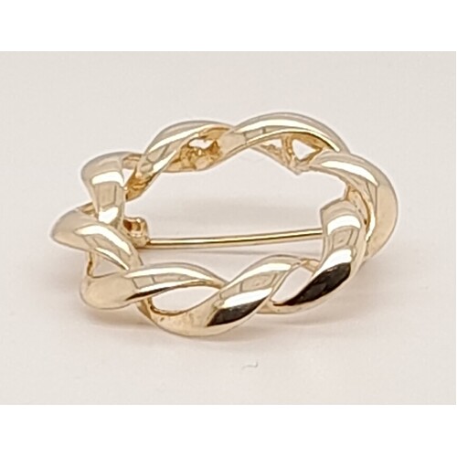 9 Carat Yellow Gold Circular Woven Wreath Brooch