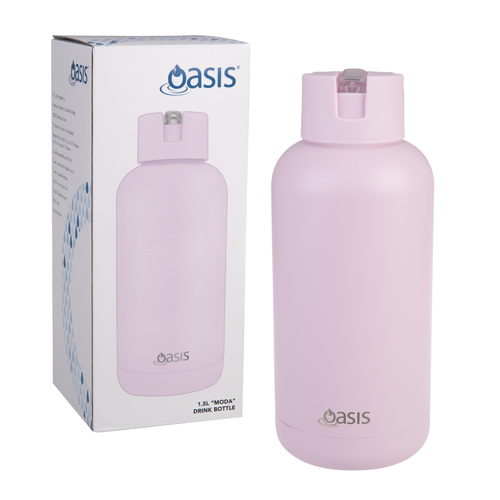 Oasis Pink Lemonade 'Moda' Ceramic Lined Stainless Steel Triple Wall Insulated 1.5 Litre Drink Bottle