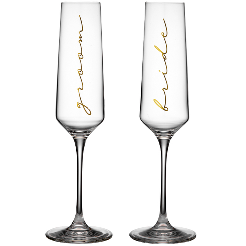 Celebration Bride & Groom 215ml Champagne Glasses