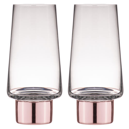 Aurora Set of 2 Clear Rose 350ml Highball Tumblers