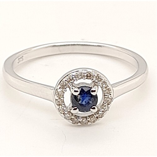 9 Carat White Gold Sapphire and Diamond Ring AUS Size O
