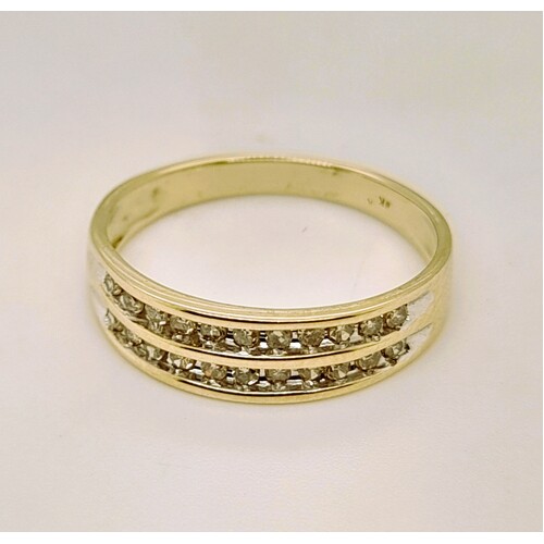 9 Carat Yellow Gold Channel Set Diamond Ring AUS Size O