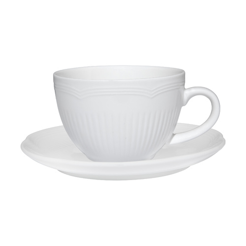 White Basics Rococo Collection 240ml Porcelain Cup & Saucer