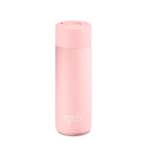 595ml (20oz) Blushed Reusable Stainless Steel Ceramic Bottle with Push Button Lid