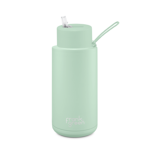 1000ml (34oz) Mint Gelato Stainless Steel Ceramic Reusable Bottle with Straw Lid
