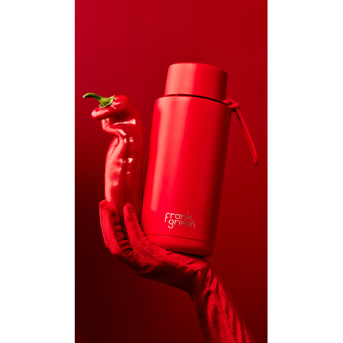 1000ml (34oz) Limited Edition Atomic Red Stainless Steel Ceramic Reusable Bottle with Straw Lid