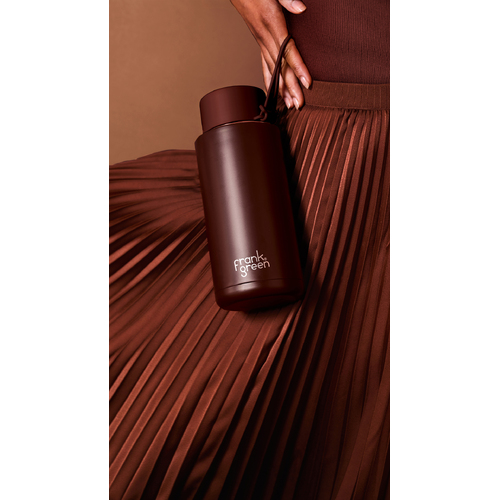 1000ml (34oz) Limited Edition Chocolate Stainless Steel Ceramic Reusable Bottle with Straw Lid