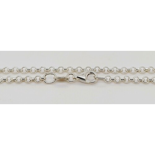Sterling Silver 2.4mm Wide 40cm Round Belcher Link Chain