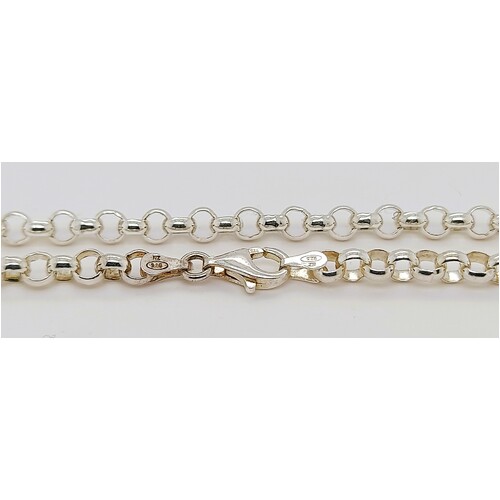 Sterling Silver 4.5mm Wide 50cm Round Belcher Link Chain