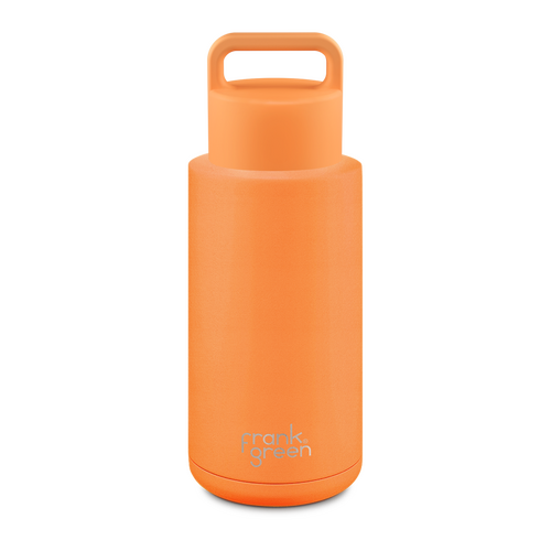 1000ml (34oz) Neon Orange Stainless Steel Ceramic Reusable Bottle with Grip Lid