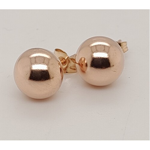 9 Carat Rose Gold 8mm Ball Stud Earrings