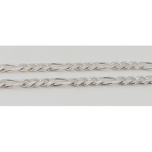 Sterling Silver 2.8mm Wide 45cm Bevelled Figaro Diamond Cut Chain