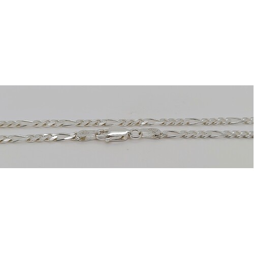 Sterling Silver 2.8mm Wide 50cm Bevelled Figaro Link Diamond Cut Chain