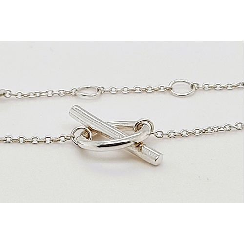 Sterling Silver Circle with Bar Trace Chain Bracelet CLEARANCE
