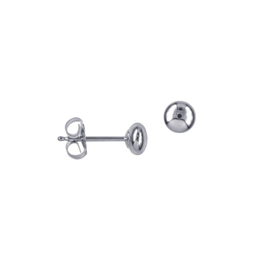 Sterling Silver 4mm Plain Polished Flattened Ball Stud Earrings 