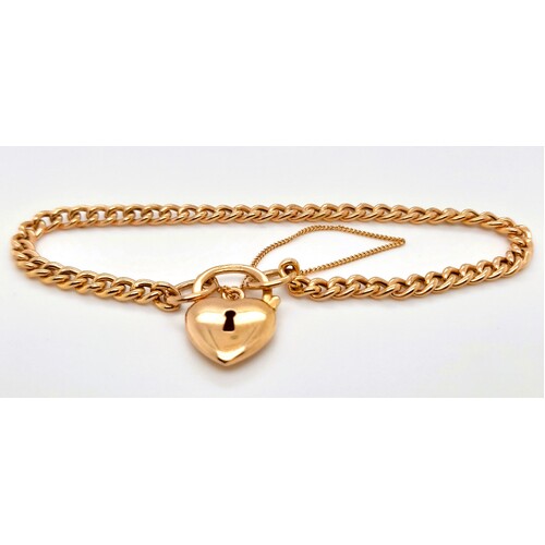 9 Carat Rose Gold Silver-filled Curb Link Padlock Bracelet CLEARANCE