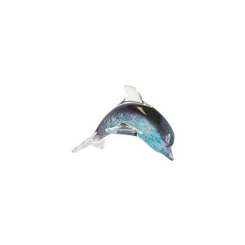 Zibo Art Glass Metallic Blue/Burgundy Dolphin Figurine/Ornament