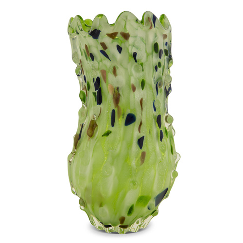 Zibo Art Glass Green Vase