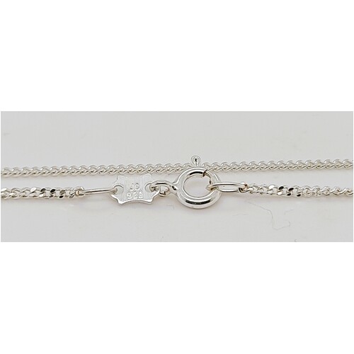Sterling Silver 1.5mm Wide 50cm Diamond Cut Curb Link Chain