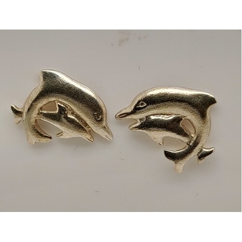 Sterling Silver Dolphin Stud Earrings
